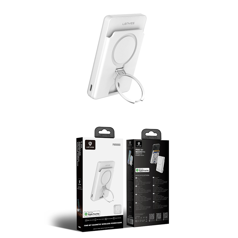 Lenyes PW0006D PD 20W Hızlı Şarj Özellikli Kartlıklı Standlı Wireless Powerbank 15W 5000mAh - 9