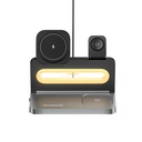 Recci RCW-49 Ambiyans Işıklı Telefon&Akıllı Saat&Kulaklık 15W 4in1 Kablosuz Şarj Standı - 1