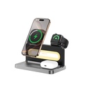 Recci RCW-49 Ambiyans Işıklı Telefon&Akıllı Saat&Kulaklık 15W 4in1 Kablosuz Şarj Standı - 2