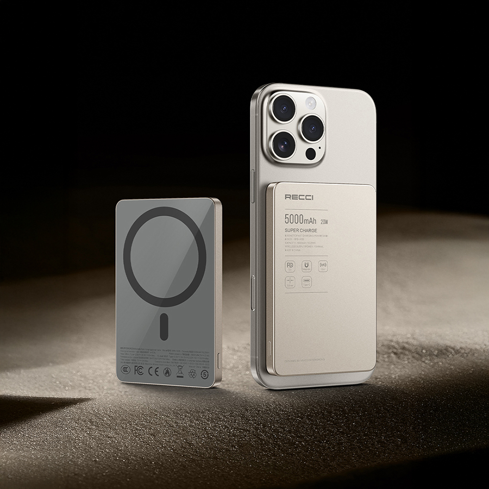 Recci RPB-W36 Ultra İnce PD 20W Hızlı Şarj Özellikli Wireless Powerbank 15W 10000mAh - 5