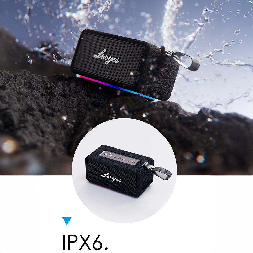 Lenyes S875 Elegance Serisi RGB Işıklı Taşınabilir Su Geçirmez TWS Bluetooth Hoparlör v5.3 40W - 2