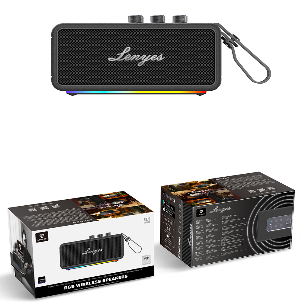 Lenyes S876 Supreme Serisi RGB Işıklı Taşınabilir Su Geçirmez TWS Bluetooth Hoparlör v5.3 45W - 15
