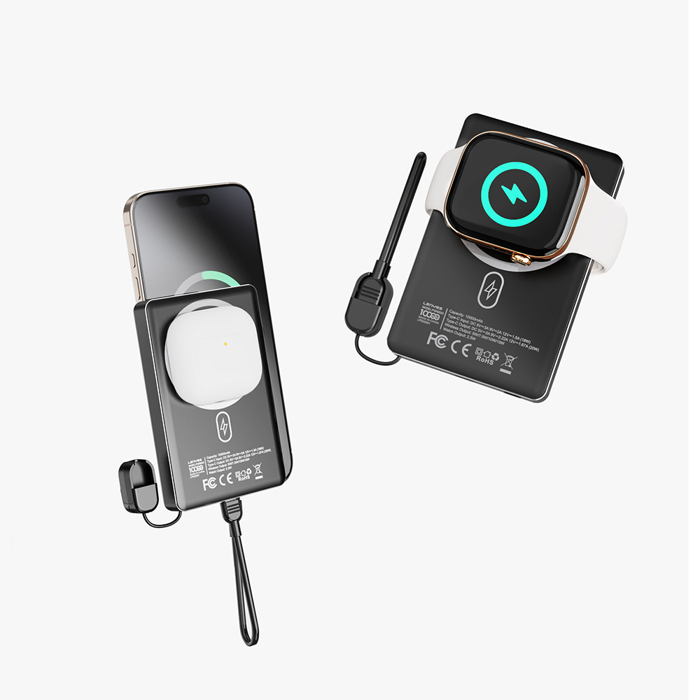 Lenyes PW1005D Standlı Akıllı Saat Kablosuz Şarj Özellikli Wireless Powerbank 20W 10000mAh - 2