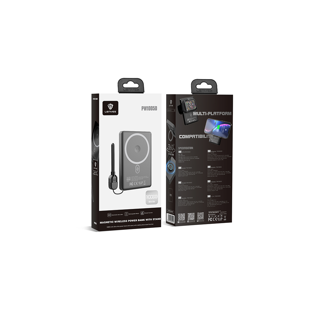 Lenyes PW1005D Standlı Akıllı Saat Kablosuz Şarj Özellikli Wireless Powerbank 20W 10000mAh - 6