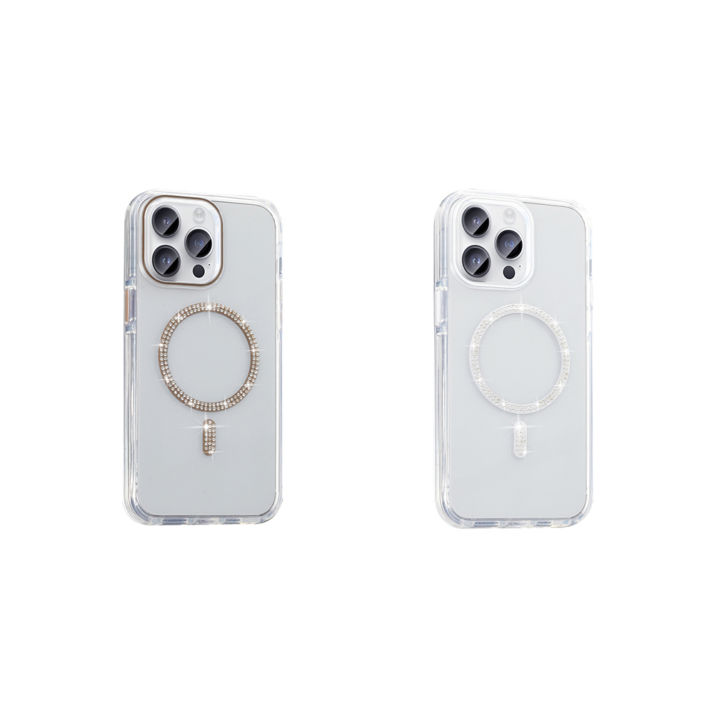 Apple iPhone 14 Pro Max Uyumlu Kılıf Taşlı Tasarım M-safe Şarj Özellikli Zore Koment Silikon Kapak - 3