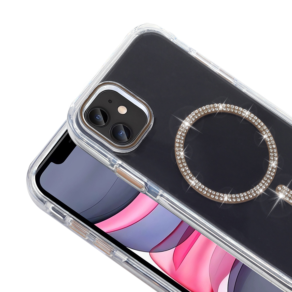 Apple iPhone 11 Uyumlu Kılıf Taşlı Tasarım M-safe Şarj Özellikli Zore Koment Silikon Kapak - 1