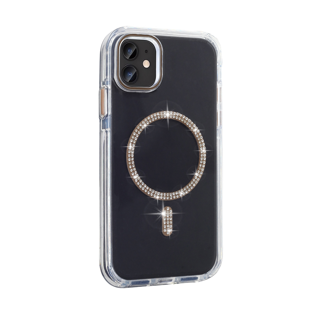 Apple iPhone 11 Uyumlu Kılıf Taşlı Tasarım M-safe Şarj Özellikli Zore Koment Silikon Kapak - 2