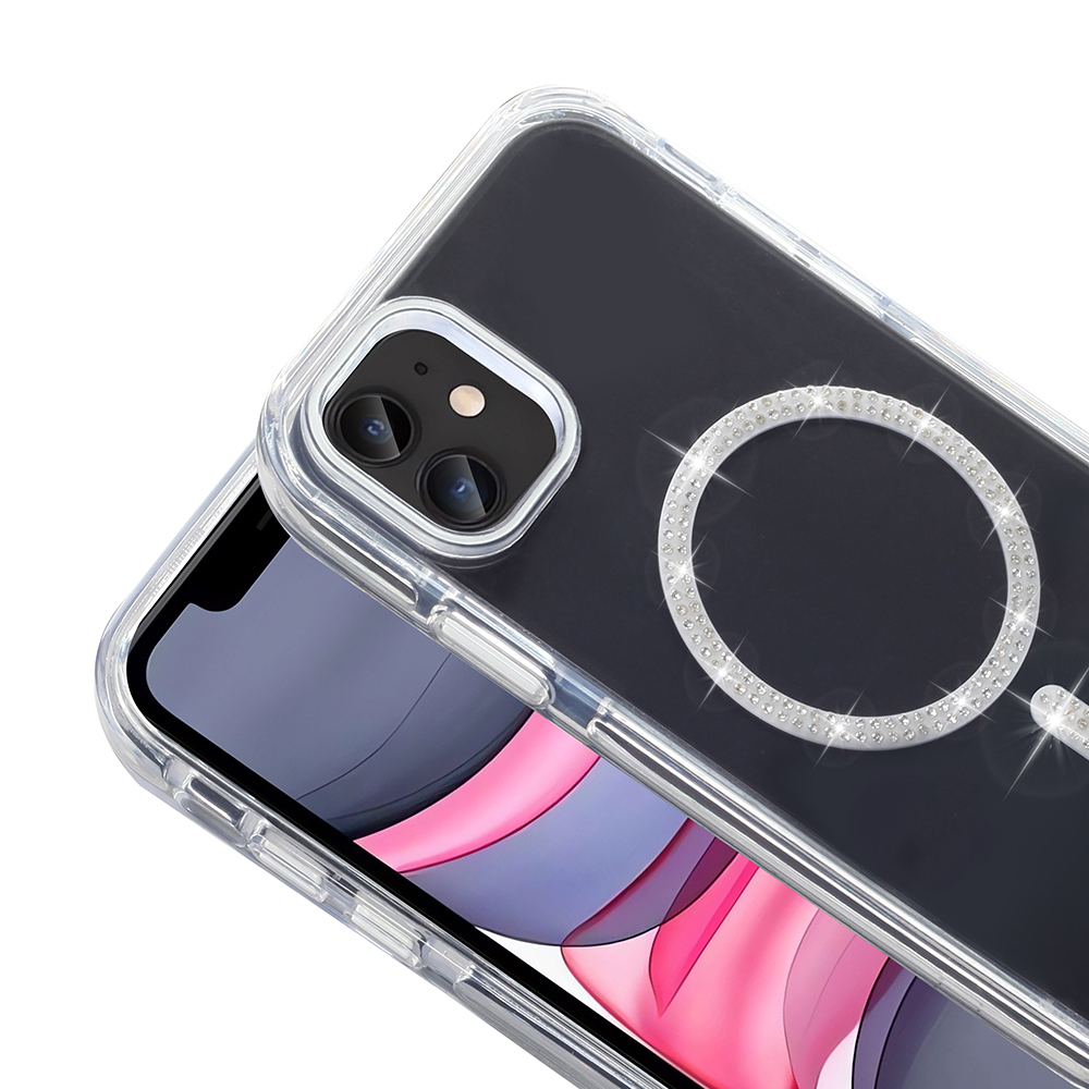 Apple iPhone 11 Uyumlu Kılıf Taşlı Tasarım M-safe Şarj Özellikli Zore Koment Silikon Kapak - 3