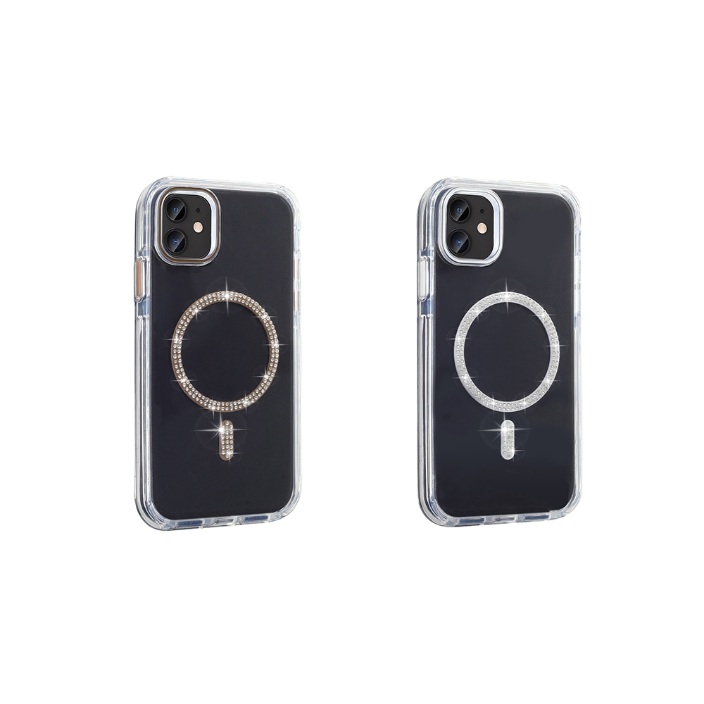 Apple iPhone 11 Uyumlu Kılıf Taşlı Tasarım M-safe Şarj Özellikli Zore Koment Silikon Kapak - 5