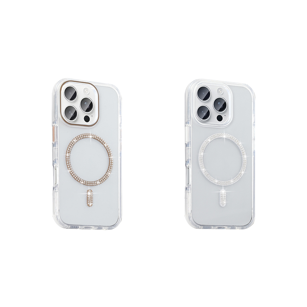 Apple iPhone 16 Pro Uyumlu Kılıf Taşlı Tasarım M-safe Şarj Özellikli Zore Koment Silikon Kapak - 5