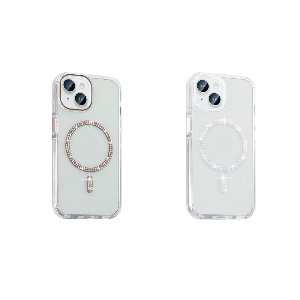 Apple iPhone 13 Uyumlu Kılıf Taşlı Tasarım M-safe Şarj Özellikli Zore Koment Silikon Kapak - 3