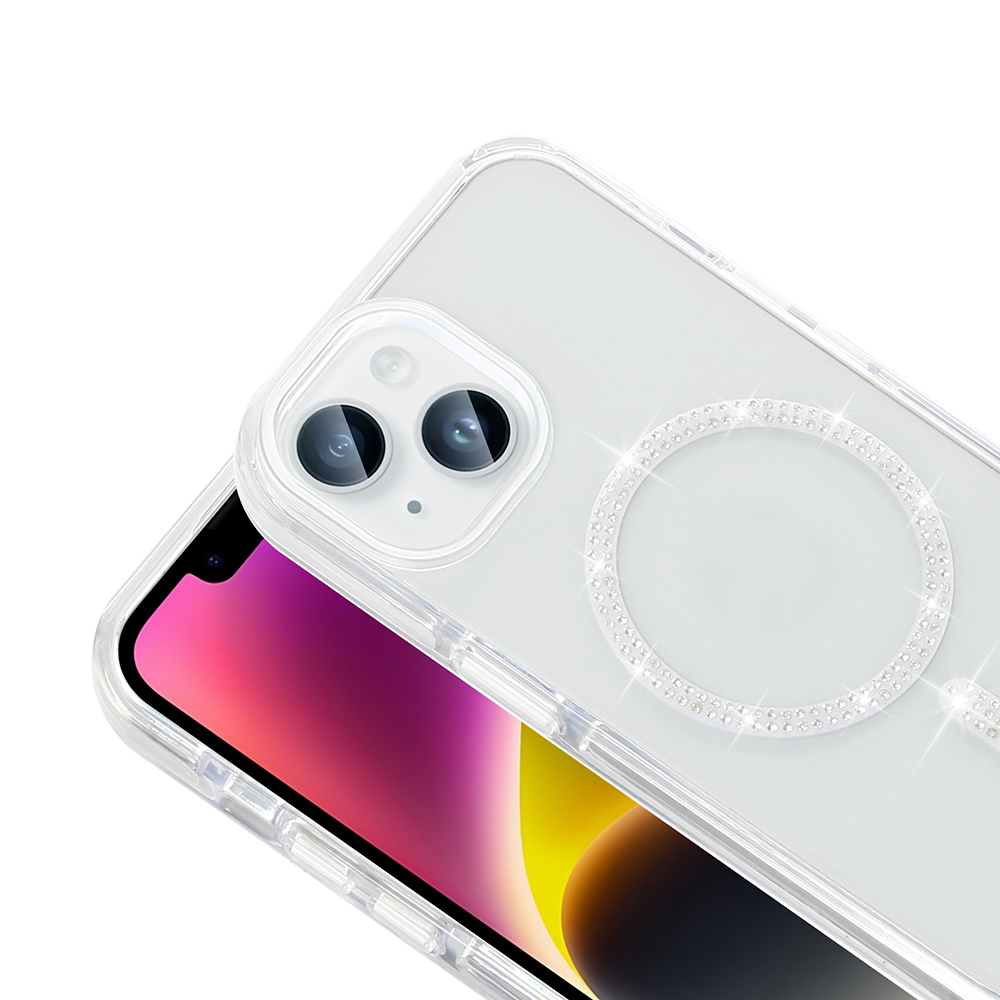 Apple iPhone 14 Uyumlu Kılıf Taşlı Tasarım M-safe Şarj Özellikli Zore Koment Silikon Kapak - 4