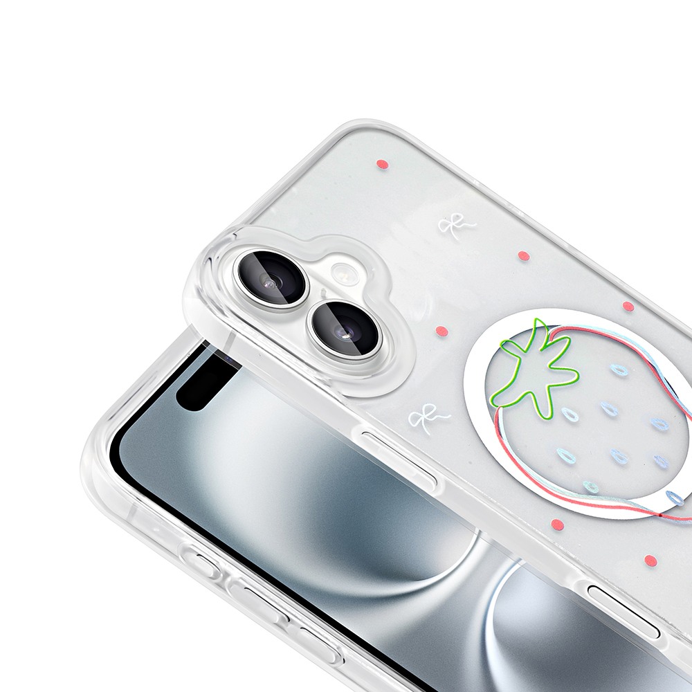 Apple iPhone 16 Uyumlu Kılıf M-Safe Şarj Özellikli Şeffaf Zore Folk Sert Kapak - 6