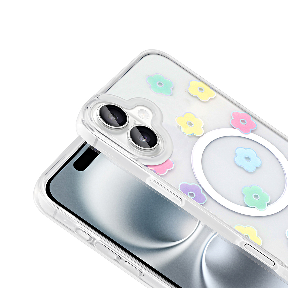 Apple iPhone 16 Uyumlu Kılıf M-Safe Şarj Özellikli Şeffaf Zore Folk Sert Kapak - 8