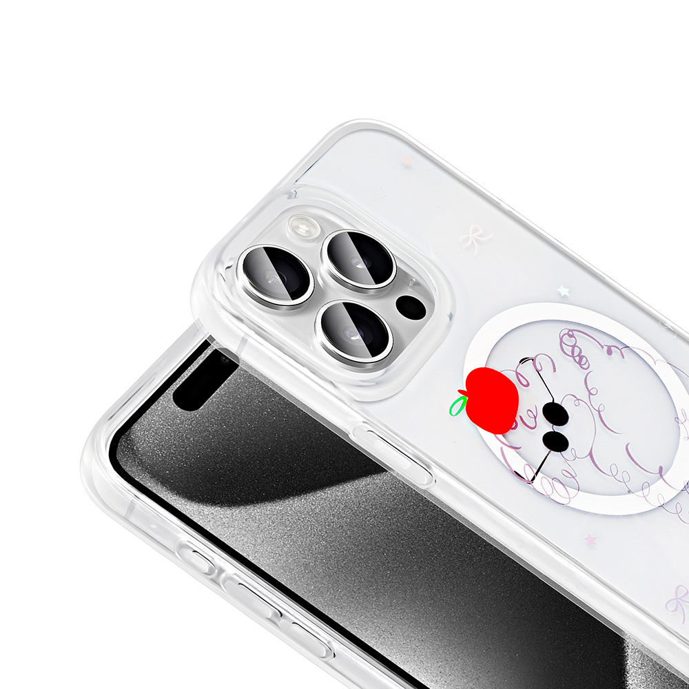 Apple iPhone 15 Pro Uyumlu Kılıf M-Safe Şarj Özellikli Şeffaf Zore Folk Sert Kapak - 7