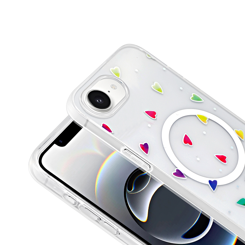 Apple iPhone 16E Uyumlu Kılıf M-Safe Şarj Özellikli Şeffaf Zore Folk Sert Kapak - 9