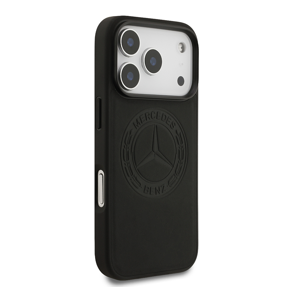 Apple iPhone 17 Pro Kılıf Mercedes Benz Orjinal Lisanslı M-safe Şarj Özellikli Hakiki Deri Nostaljik Yıldız Dizayn Kapak - 3