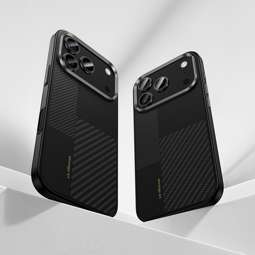 Apple iPhone 17 Pro Kılıf M-safe Şarj Özellikli Karbon Fiber Benks Montage Hybrid ArmorPro Kevlar Kapak - 4