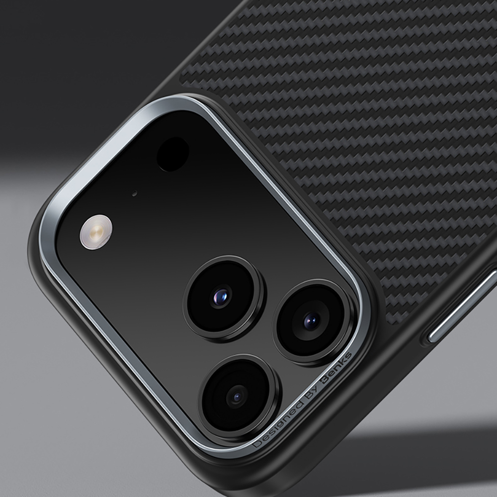 Apple iPhone 17 Pro Kılıf Karbon Fiber M-safe Şarj Özellikli Benks Hybrid ArmorPro 600D Kevlar Kapak - 7