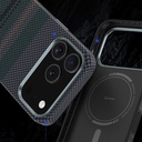 Apple iPhone 17 Pro Max Kılıf M-safe Şarj Özellikli Karbon Fiber Tasarımlı Benks Aurora ArmorPro Kevlar Kapak - 4