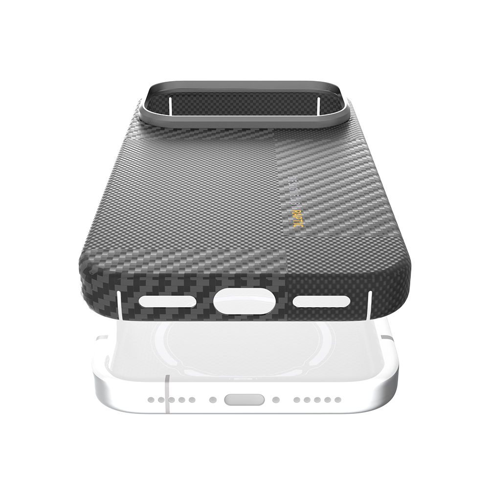 Apple iPhone 17 Pro Max Kılıf M-safe Şarj Özellikli 600D Metal Kamera Çerçeveli Raptic Aramid Fiber Geotik Serisi Kapak - 6