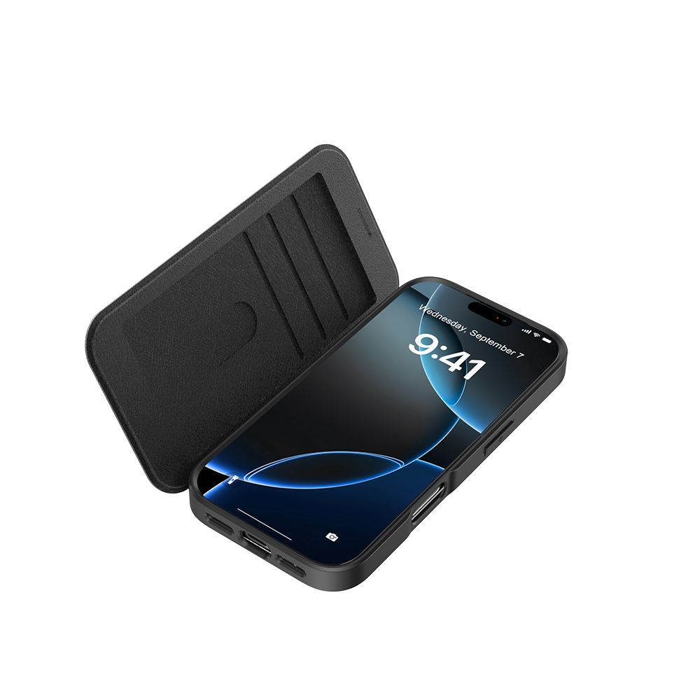 Apple iPhone 17 Pro Kılıf M-Safe Şarj Özellikli Raptic Air Folio Şeffaf Kartlıklı Kapaklı Kılıf - 5