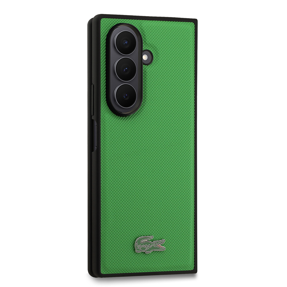 Galaxy Z Fold 7 Kılıf Lacoste Orjinal Lisanslı M-safe Şarj Özellikli Pike Desenli Arka Yüzey İkonik Timsah Metal Logolu Kapak - 4