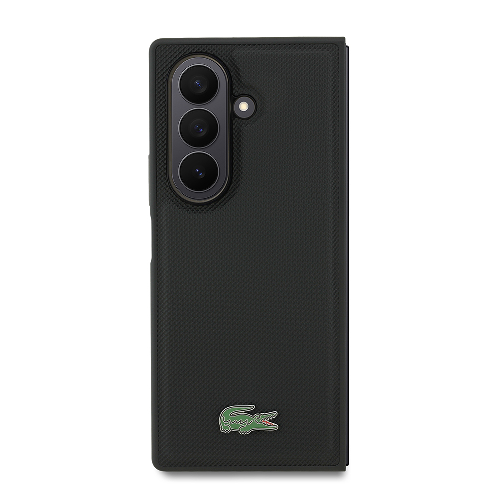 Galaxy Z Fold 7 Kılıf Lacoste Orjinal Lisanslı M-safe Şarj Özellikli Pike Desenli Arka Yüzey İkonik Timsah Metal Logolu Kapak - 7