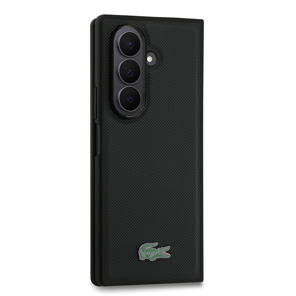 Galaxy Z Fold 7 Kılıf Lacoste Orjinal Lisanslı M-safe Şarj Özellikli Pike Desenli Arka Yüzey İkonik Timsah Metal Logolu Kapak - 10