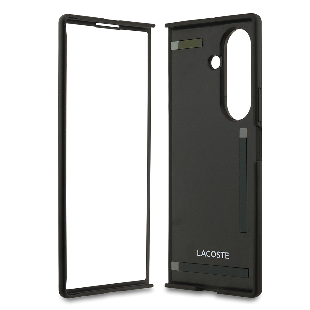 Galaxy Z Fold 7 Kılıf Lacoste Orjinal Lisanslı M-safe Şarj Özellikli Pike Desenli Arka Yüzey İkonik Timsah Metal Logolu Kapak - 12