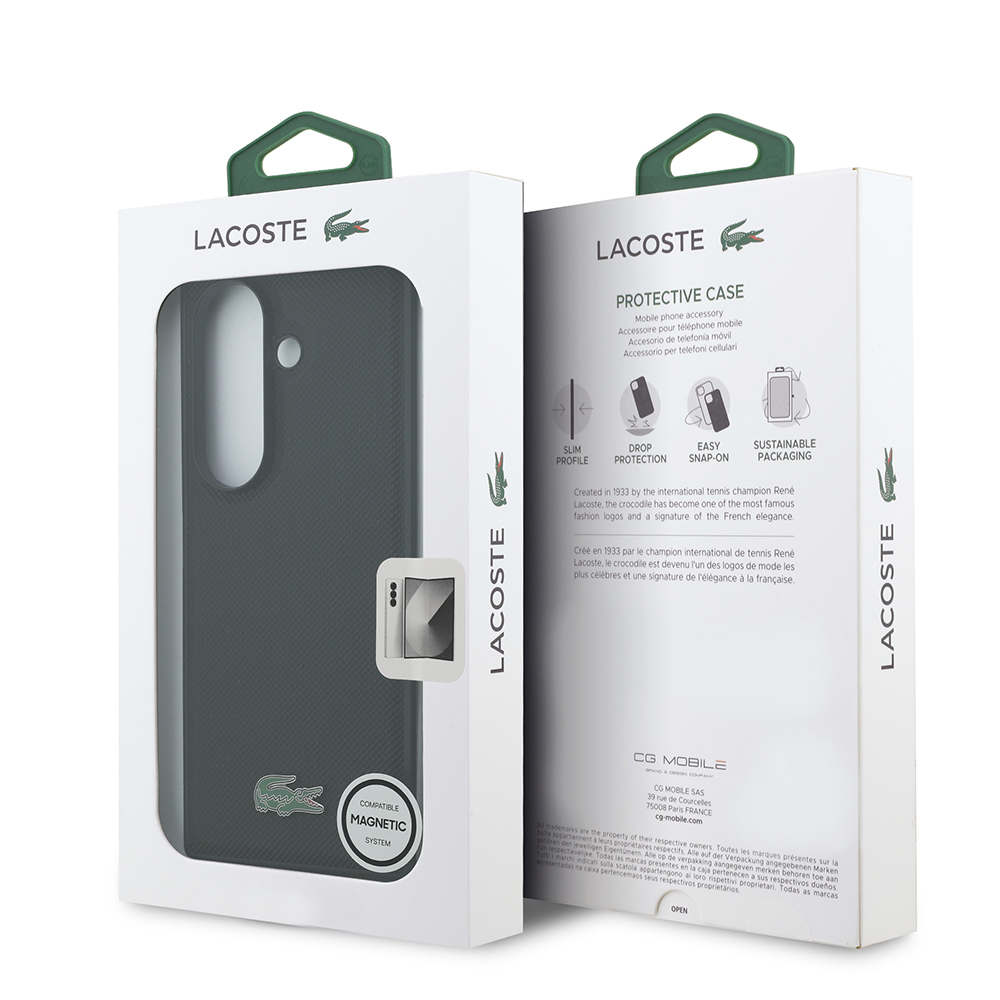 Galaxy Z Fold 7 Kılıf Lacoste Orjinal Lisanslı M-safe Şarj Özellikli Pike Desenli Arka Yüzey İkonik Timsah Metal Logolu Kapak - 14