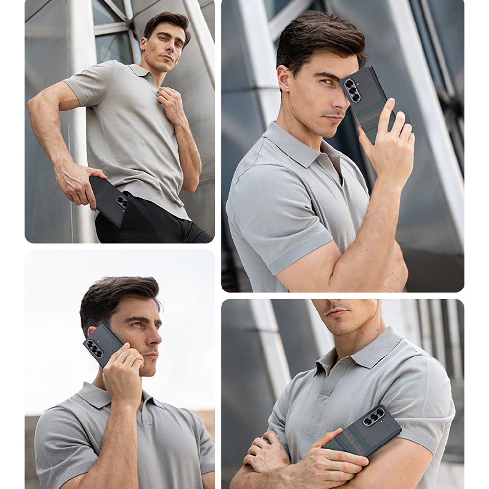 Galaxy Z Fold 7 Kılıf M-safe Şarj Özellikli Karbon Fiber Tasarımlı Benks Aurora ArmorAir Kevlar Kapak - 6