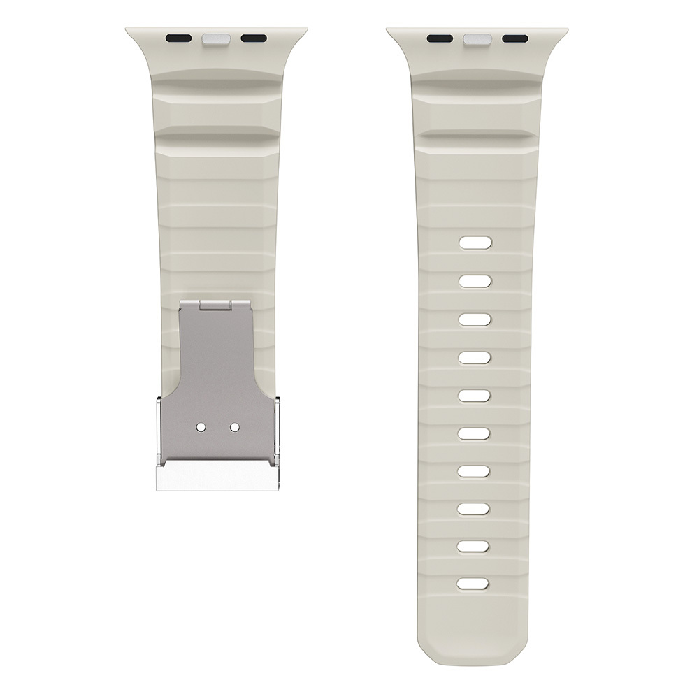 Apple Watch Ultra 49mm Uyumlu Zore KRD-145 Metal Tokalı Silikon Kordon - 10