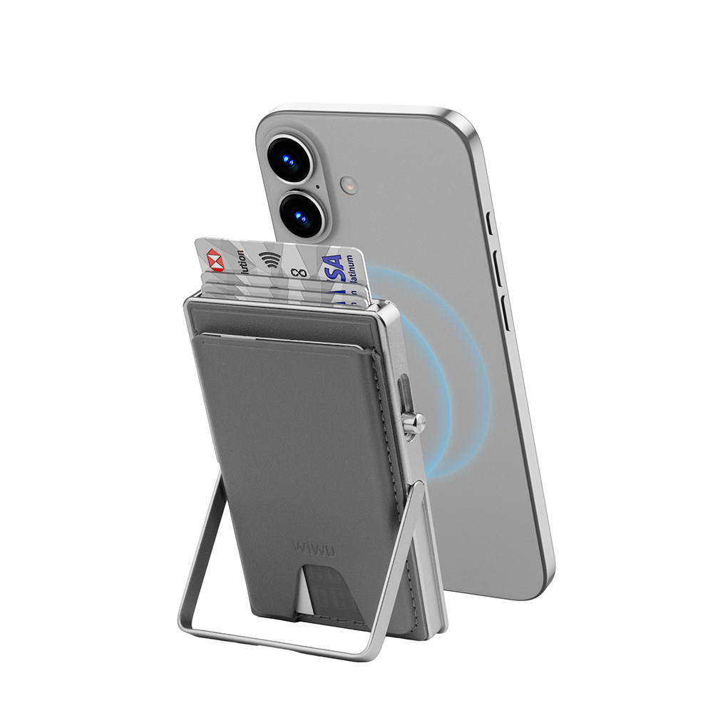 Wiwu MW-006 Tasarımlı 6 Hazneli PU Magnetik Standlı Kartlık - 4
