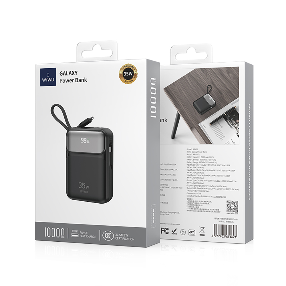 Wiwu Wi-P052 Galaxy Serisi Type-C Lightning Çıkışlı Taşınabilir Powerbank PD 35W 10000mAh - 6
