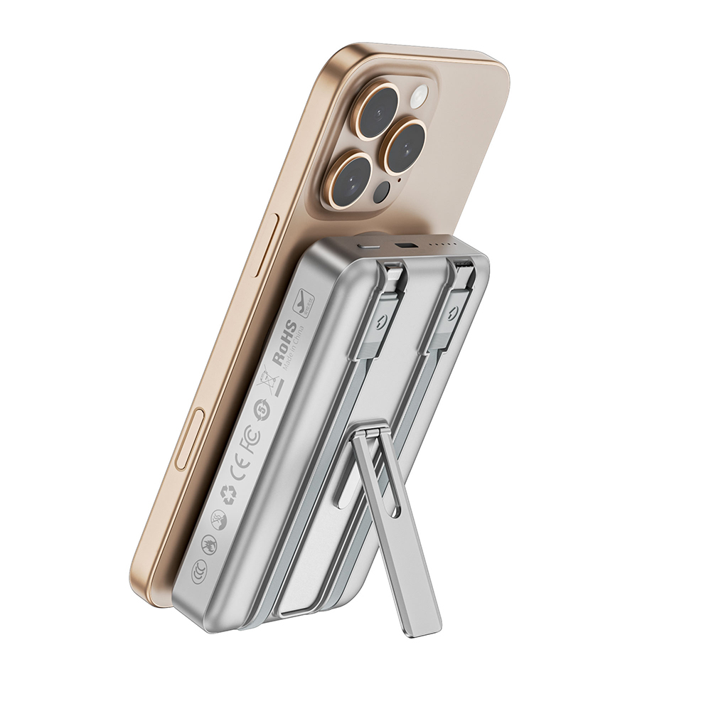 Wiwu Wi-P056 Taşınabilir Wireless Şarj ve PD Hızlı Şarj Özellikli Powerbank 15W 10000mAh - 3