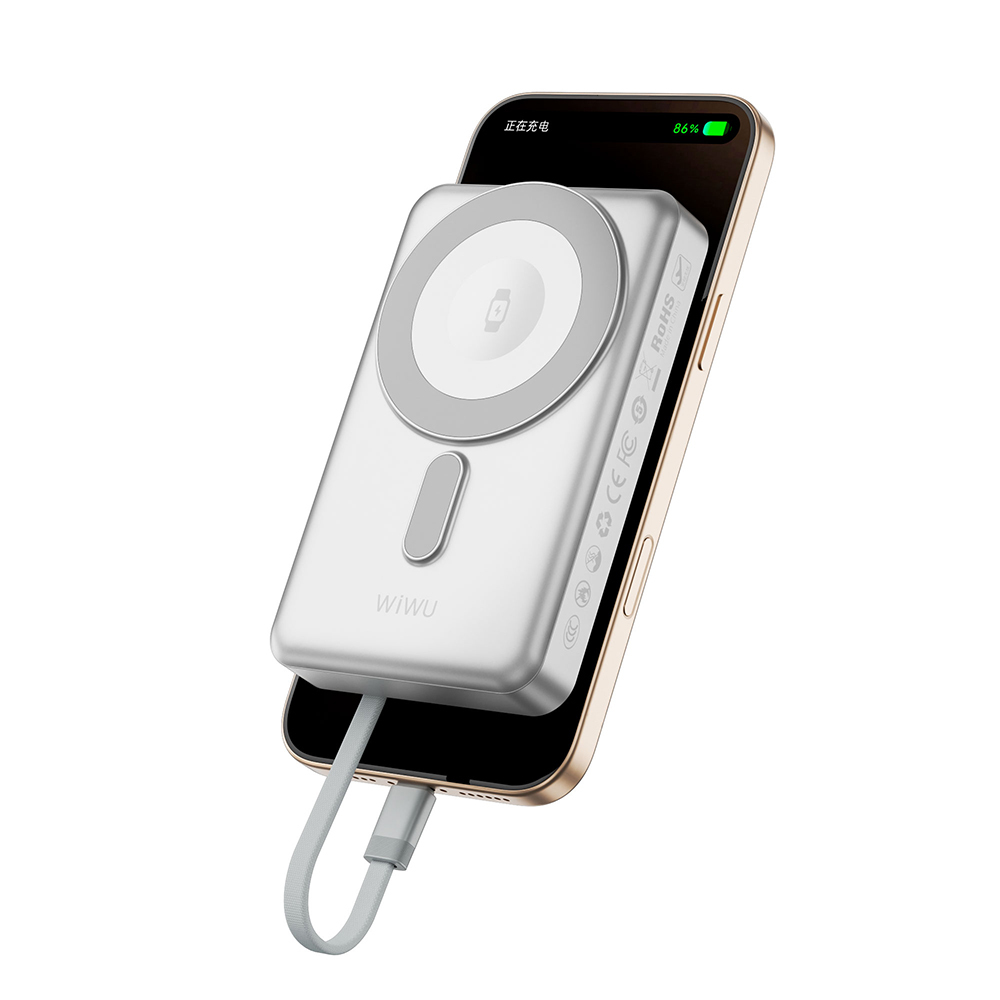Wiwu Wi-P056 Taşınabilir Wireless Şarj ve PD Hızlı Şarj Özellikli Powerbank 15W 10000mAh - 5