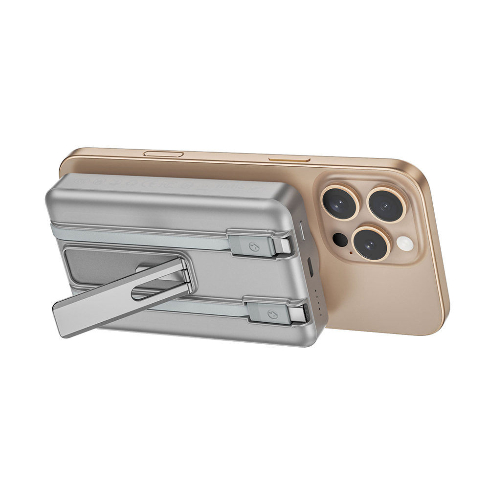 Wiwu Wi-P056 Taşınabilir Wireless Şarj ve PD Hızlı Şarj Özellikli Powerbank 15W 10000mAh - 7