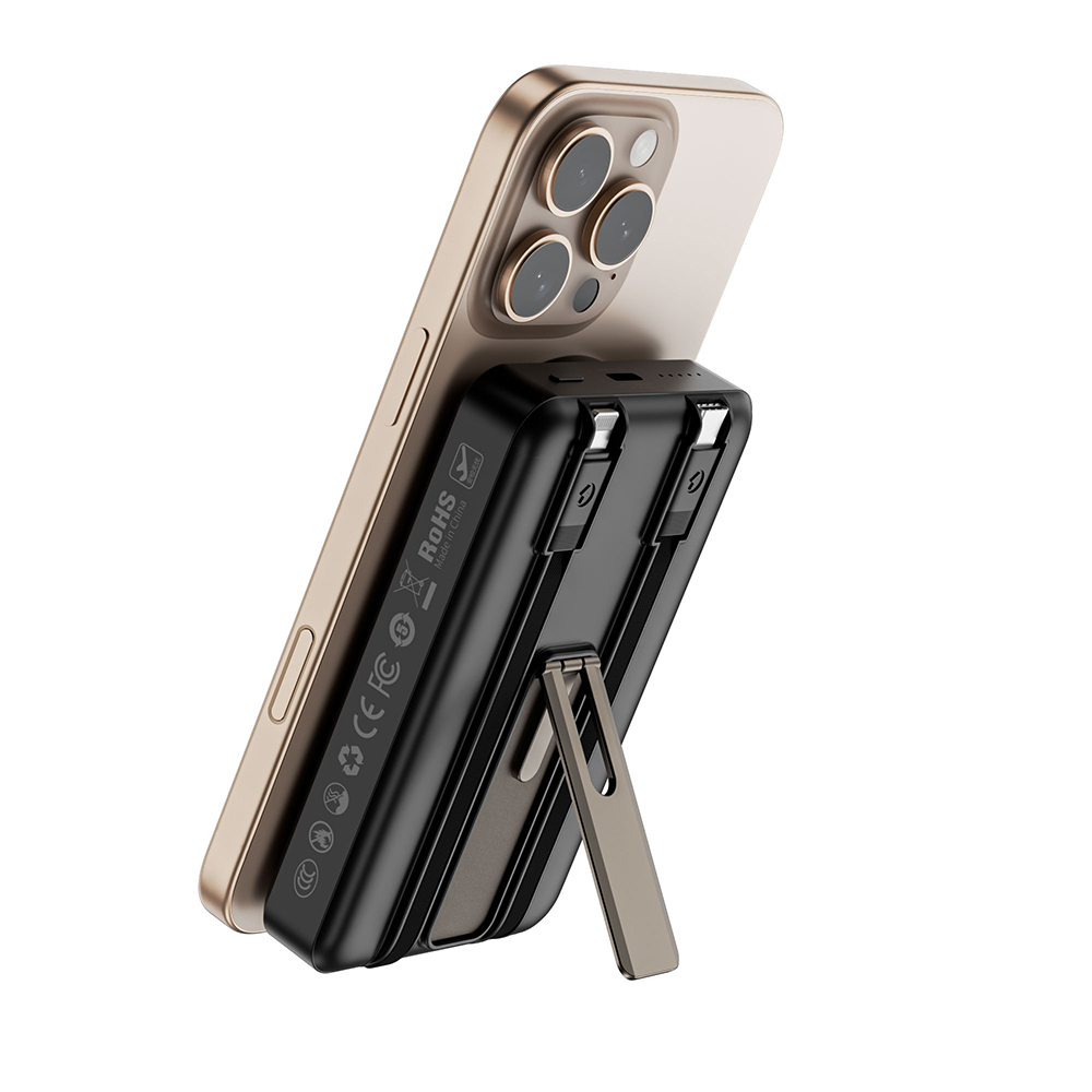 Wiwu Wi-P056 Taşınabilir Wireless Şarj ve PD Hızlı Şarj Özellikli Powerbank 15W 10000mAh - 10