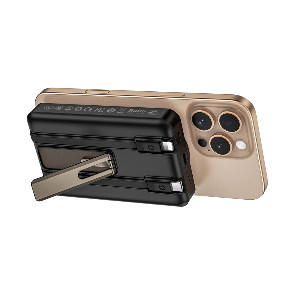 Wiwu Wi-P056 Taşınabilir Wireless Şarj ve PD Hızlı Şarj Özellikli Powerbank 15W 10000mAh - 12