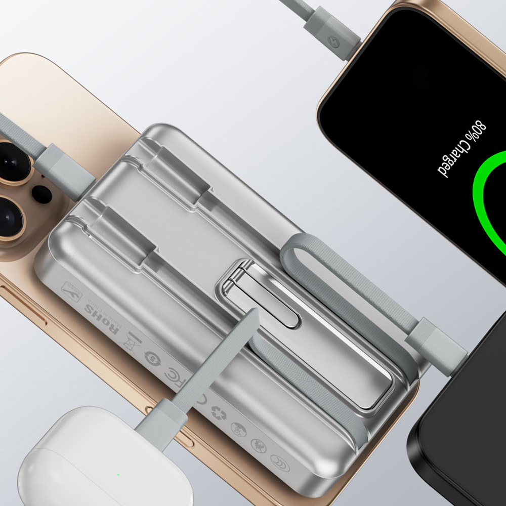 Wiwu Wi-P056 Taşınabilir Wireless Şarj ve PD Hızlı Şarj Özellikli Powerbank 15W 10000mAh - 15