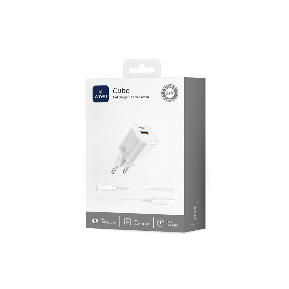 Wiwu Wi-G018 Cube Serisi Type-C to Lightning GaN Tech PD Hızlı Şarj Özellikli Kablolu Şarj Seti 33W - 4