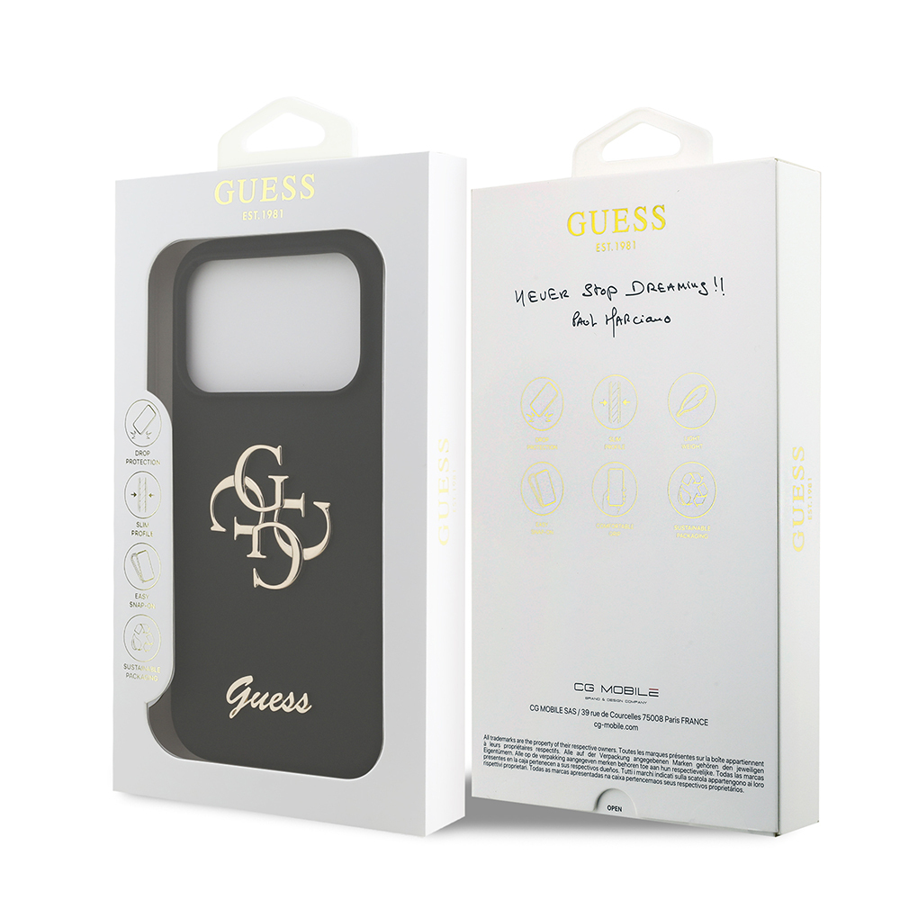 Apple iPhone 17 Pro Kılıf Guess Orjinal Lisanslı Grained Yazı Logolu Kapak - 7