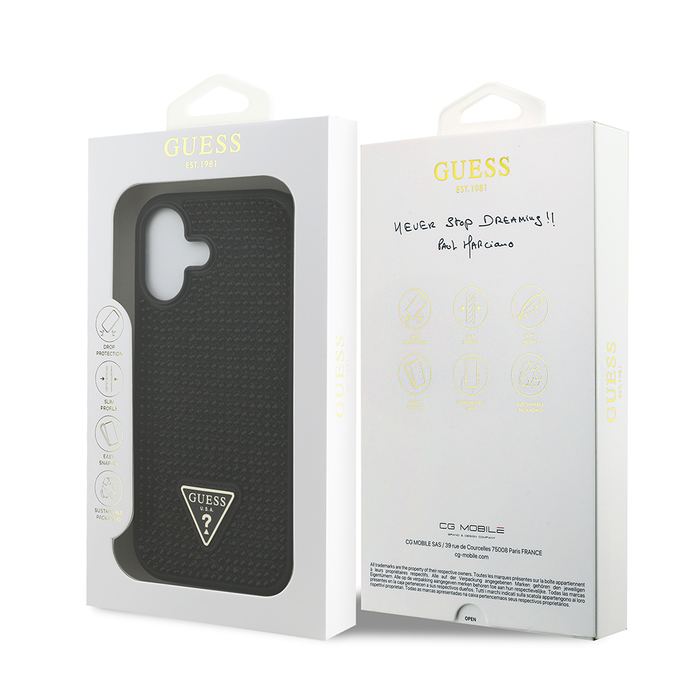 Apple iPhone 17 Kılıf Guess Orjinal Lisanslı Taşlı Arka Yüzey Üçgen Logolu Kapak - 7