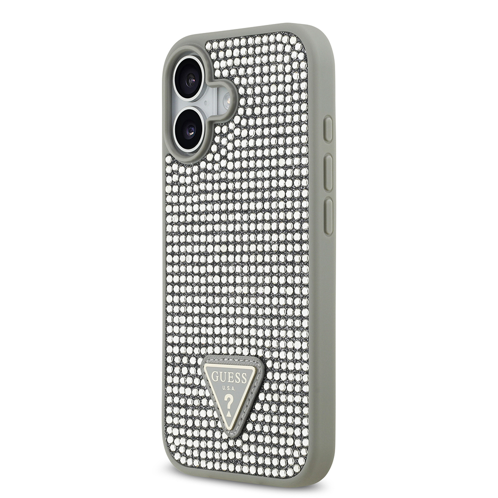 Apple iPhone 17 Kılıf Guess Orjinal Lisanslı Taşlı Arka Yüzey Üçgen Logolu Kapak - 22