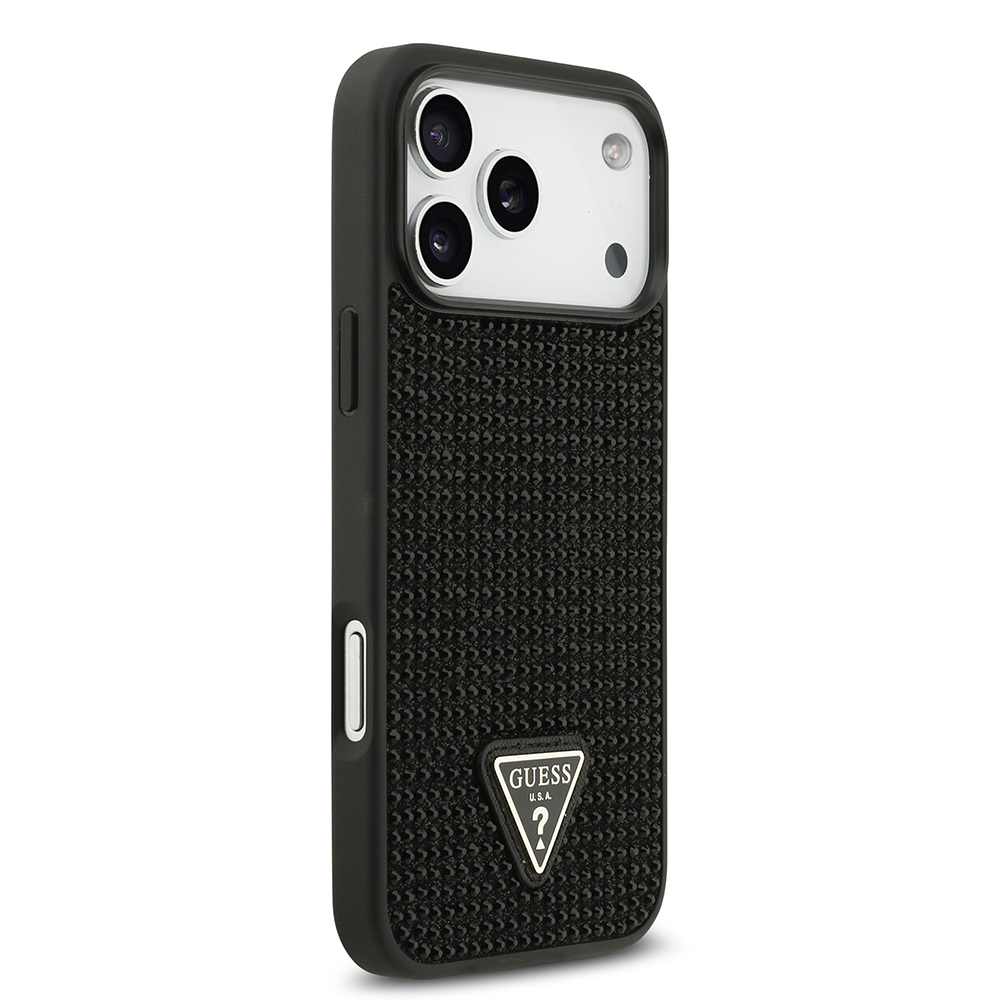 Apple iPhone 17 Pro Max Kılıf Guess Orjinal Lisanslı Taşlı Arka Yüzey Üçgen Logolu Kapak - 3