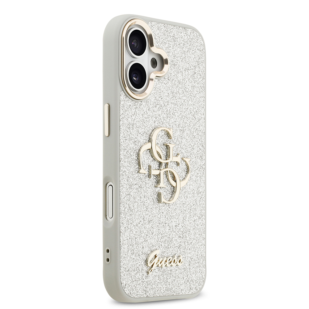 Apple iPhone 17 Uyumlu Kılıf Guess Orjinal Lisanslı 4G Büyük Metal Kamera Çerçeveli ve Logolu Glitter Kapak - 17