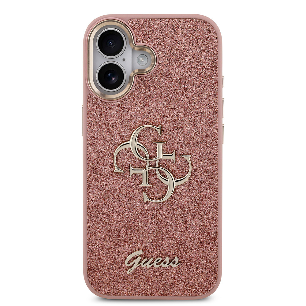 Apple iPhone 17 Uyumlu Kılıf Guess Orjinal Lisanslı 4G Büyük Metal Kamera Çerçeveli ve Logolu Glitter Kapak - 23
