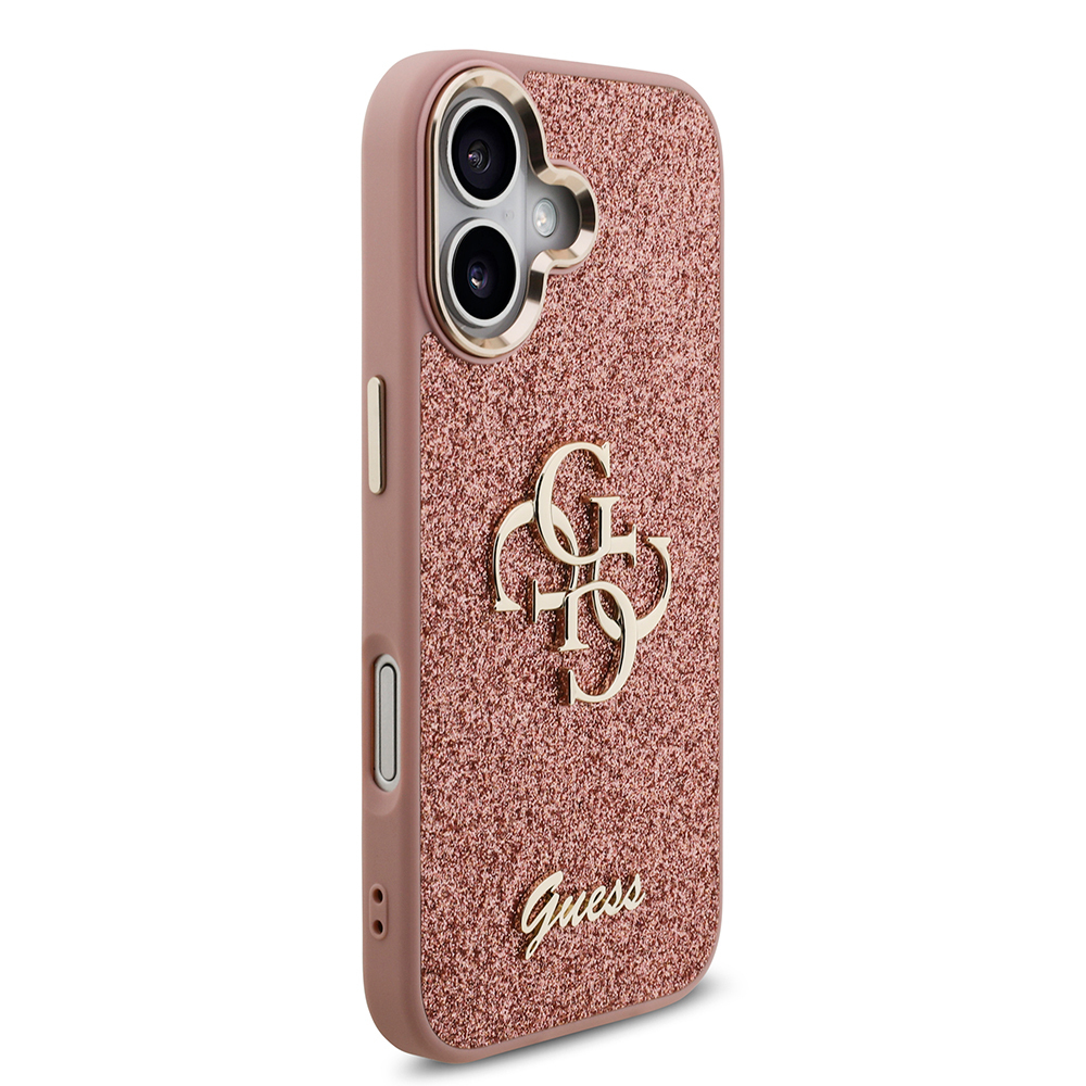 Apple iPhone 17 Uyumlu Kılıf Guess Orjinal Lisanslı 4G Büyük Metal Kamera Çerçeveli ve Logolu Glitter Kapak - 24