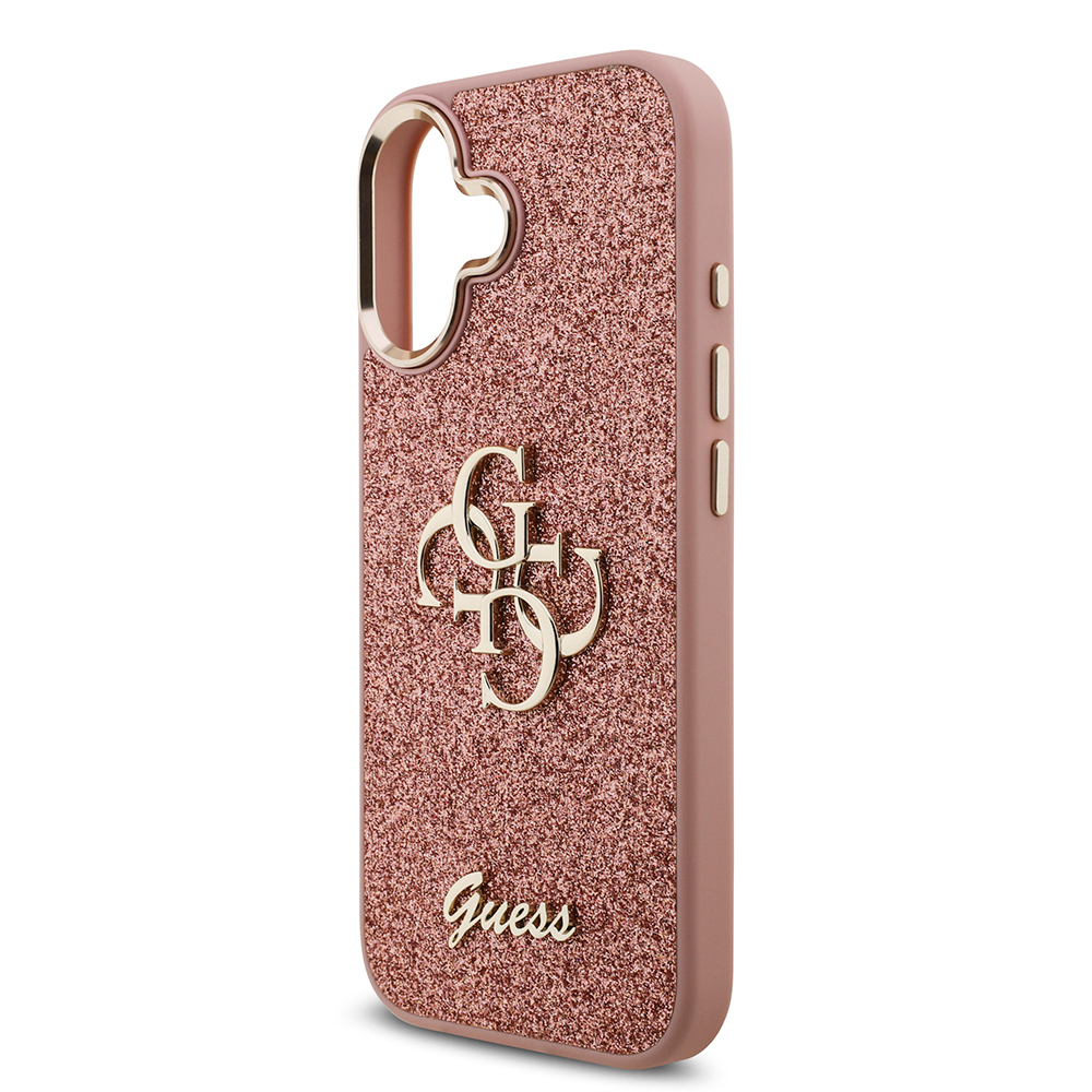 Apple iPhone 17 Uyumlu Kılıf Guess Orjinal Lisanslı 4G Büyük Metal Kamera Çerçeveli ve Logolu Glitter Kapak - 26